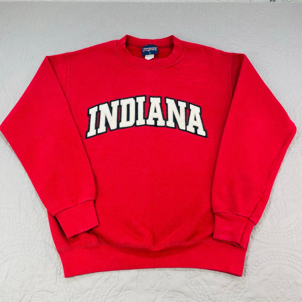 Vintage JanSport Sweatshirt Indiana‎ Small Red Crewneck Pullover Spell Hoosiers